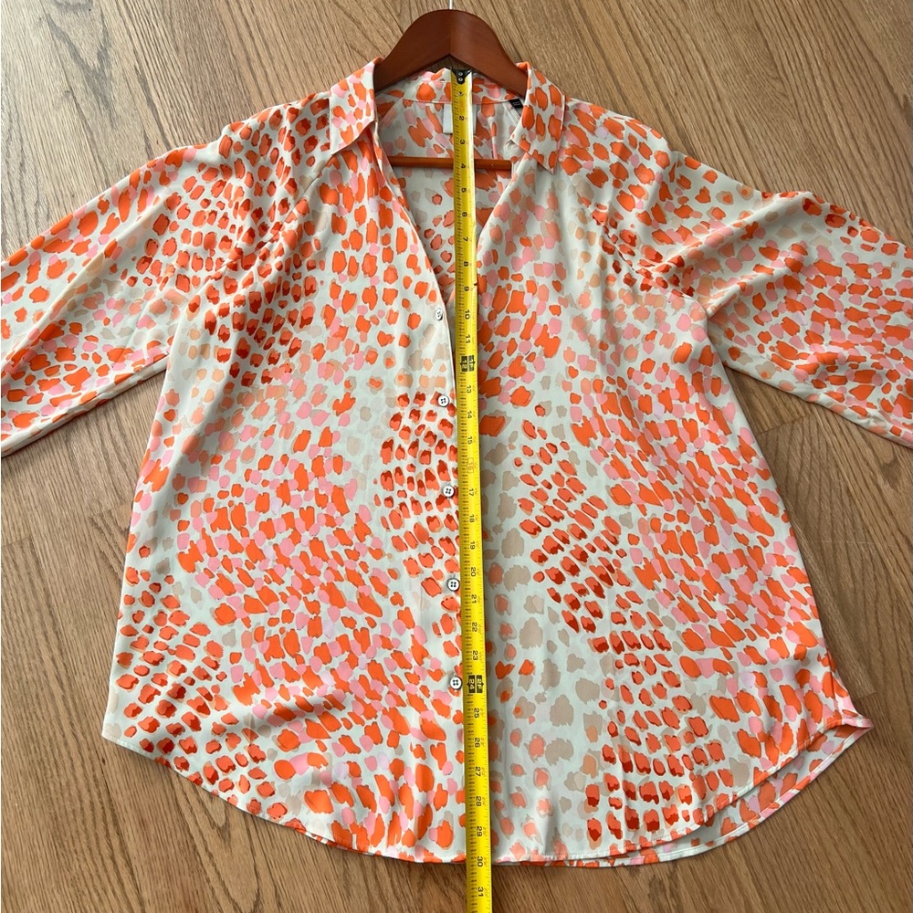 CAbi Go-To Orange and White Button Down Top - Picture 7 of 10